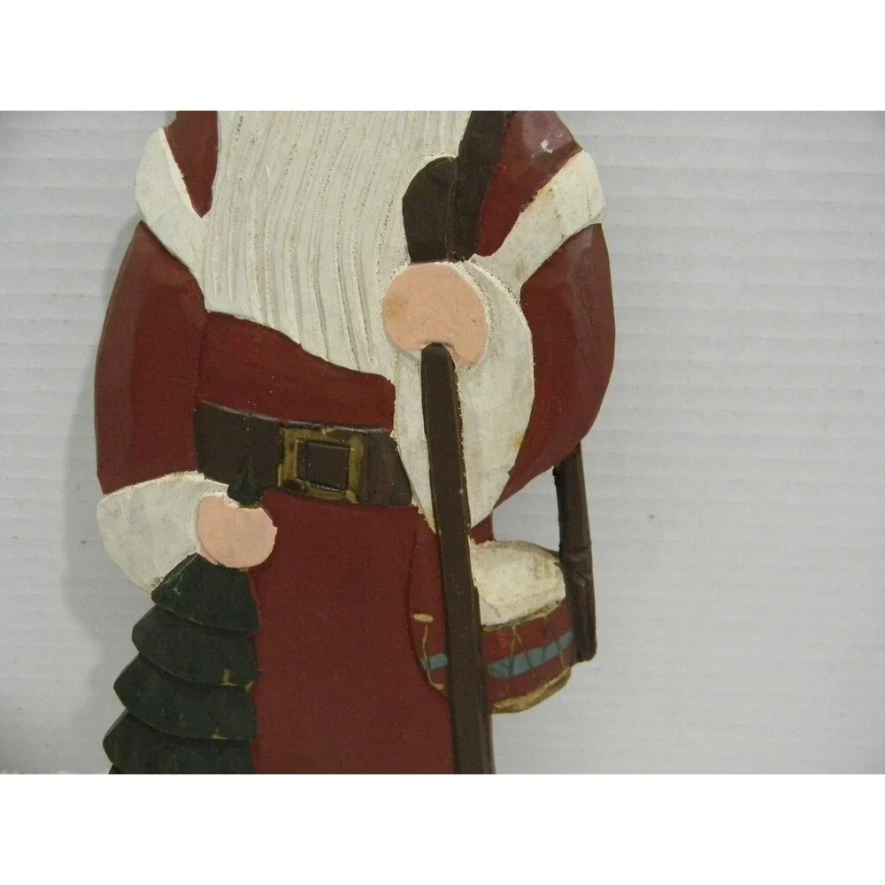 Vintage Santa Wood Carving Folk Art Primitive Father Christmas Tabletop Decor